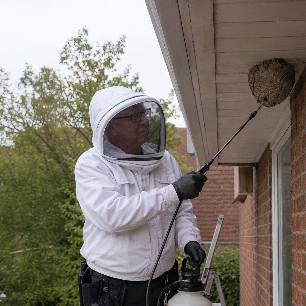 Bespoke pest control removing wasp nest from home in Hertfordshire, Essex, London and Cambridgeshire